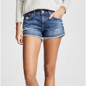 Rag & Bone Cut Off Johny Distressed Denim Shorts